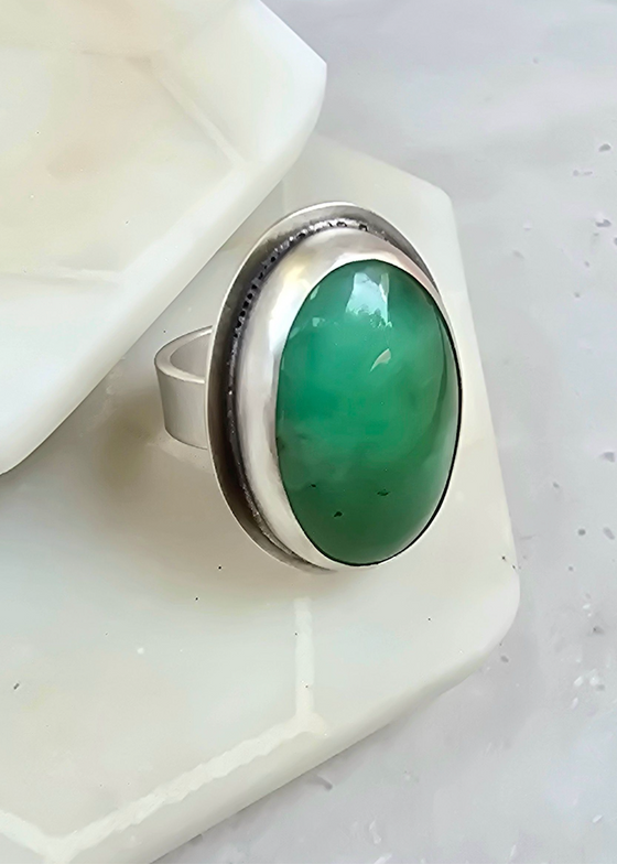 James & Jezebelle | Chrysoprase Silver Ring