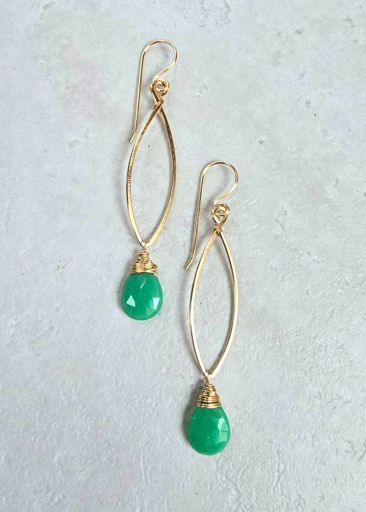 James & Jezebelle | Chrysoprase Single Stone Hoop Earring