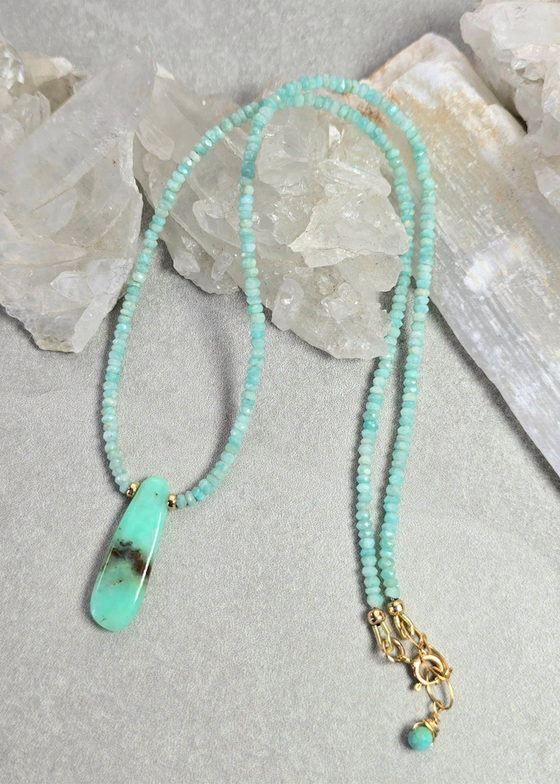 James + Jezebelle | Chrysoprase + Aquamarine Necklace