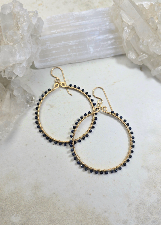 James + Jezebelle | Dark Blue Sapphire Hoop