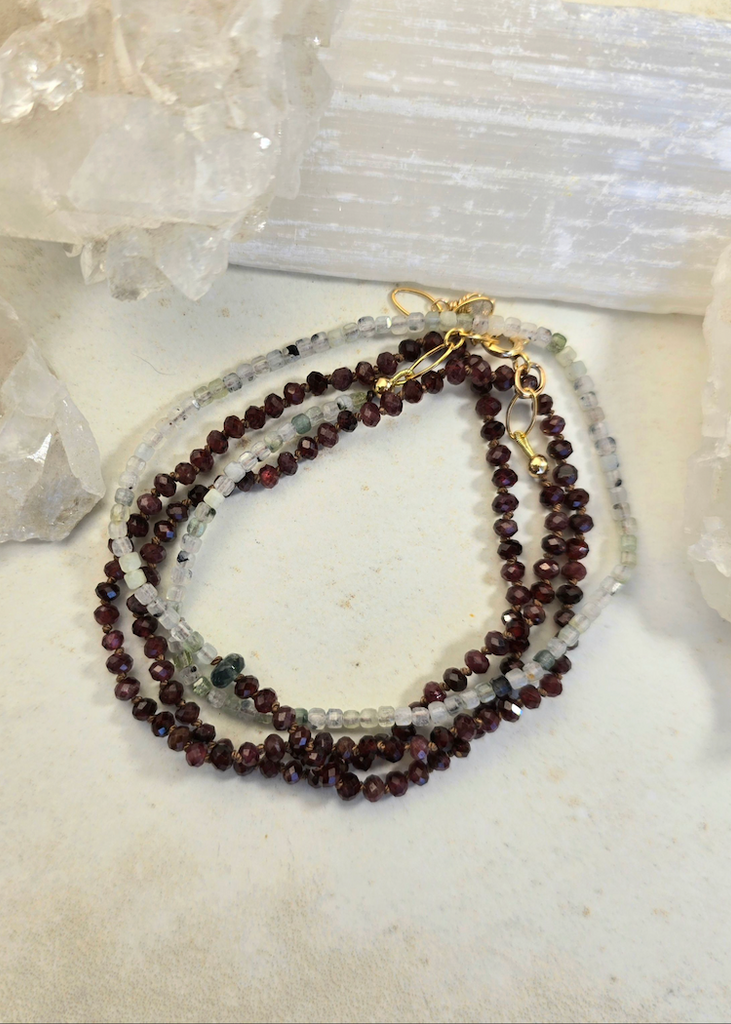 James + Jezebelle | Garnet, Labradorite + Moss Aquamarine