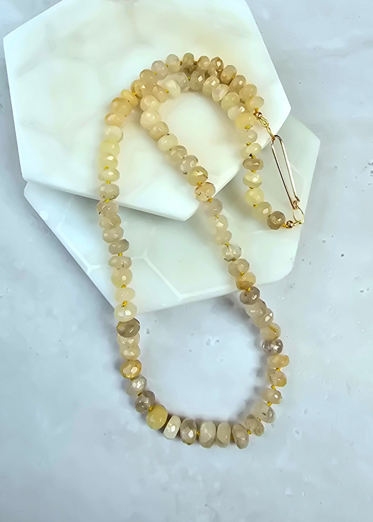 James & Jezebelle | Golden Rutilated Quartz Knotted Necklace