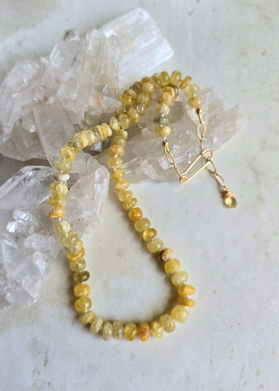 James + Jezebelle | Golden Rutilated Quartz Knotted Necklace