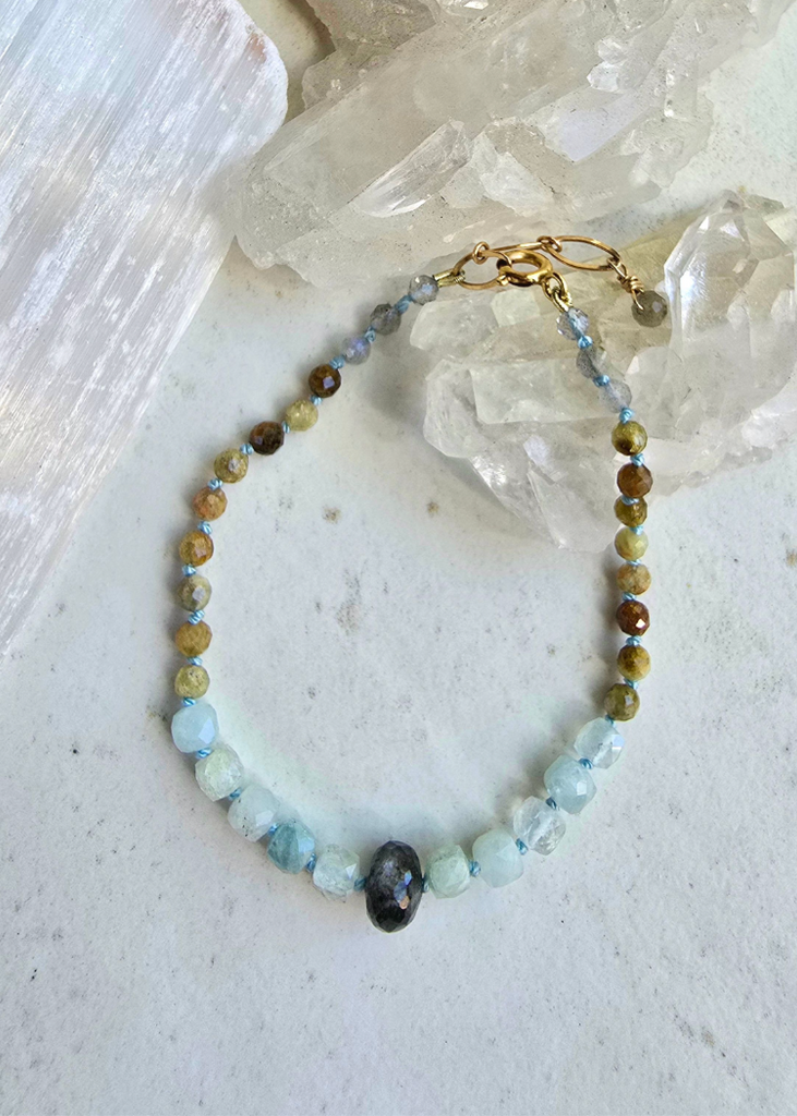 James & Jezebelle | Green Garnet + Aquamarine Bracelet
