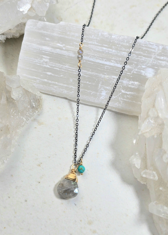 James + Jezebelle | Labradorite + Turquoise Necklace