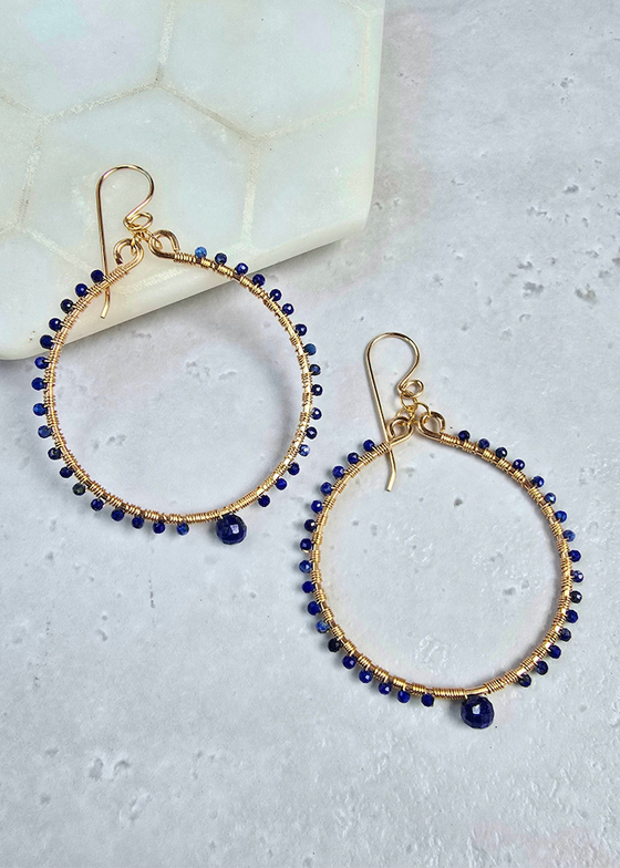 James & Jezebelle | Lapis Wrapped Hoop Earring