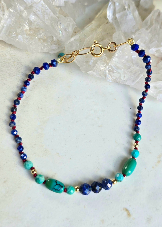 James + Jezebelle | Lapis + Tourmaline Knotted Bracelet