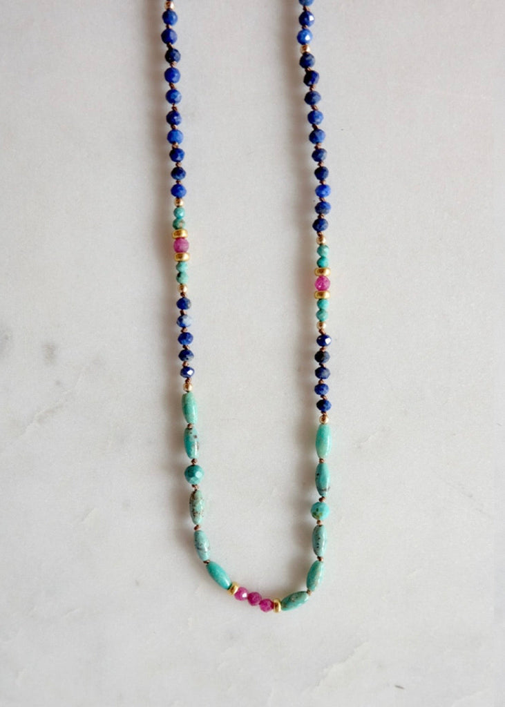 James & Jezebelle | Lapis, Turquoise & Ruby Necklace