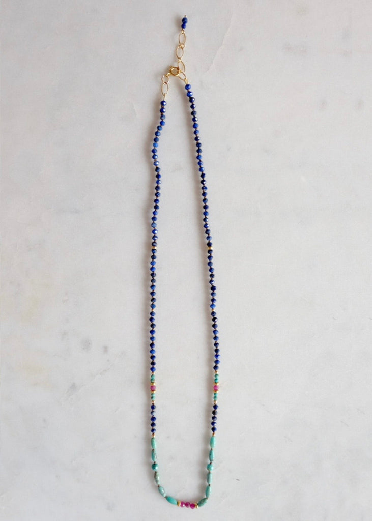 James & Jezebelle | Lapis, Turquoise & Ruby Necklace