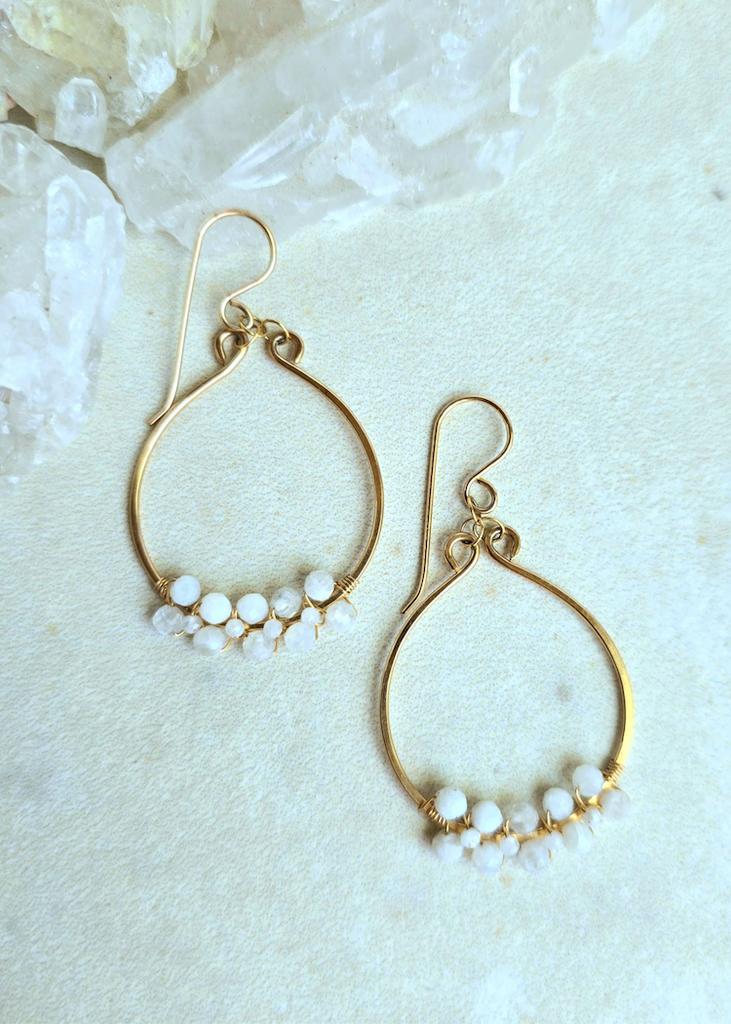 James + Jezebelle | Moonstone 1/2 Wrapped Hoops
