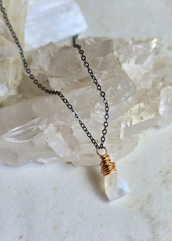 James + Jezebelle | Moonstone Oxi Silver + Goldfilled Necklace