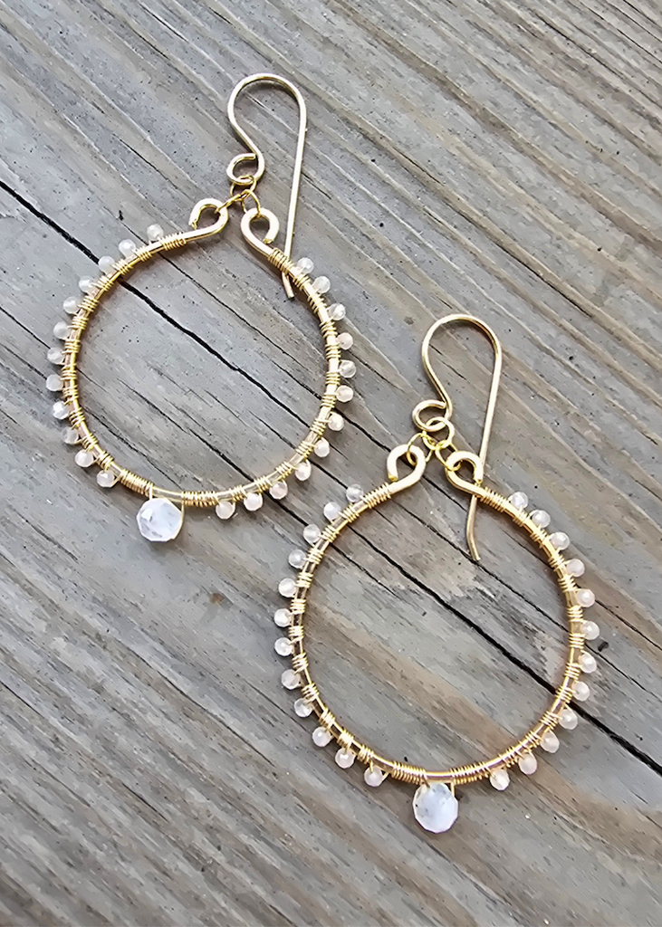 James & Jezebelle | Moonstone Wrapped Hoop Earring