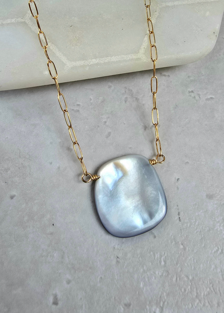 James & Jezebelle | Mother of Pearl Single Stone Necklace