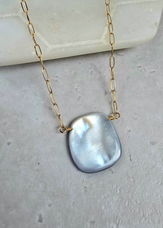 James & Jezebelle | Mother of Pearl Single Stone Necklace