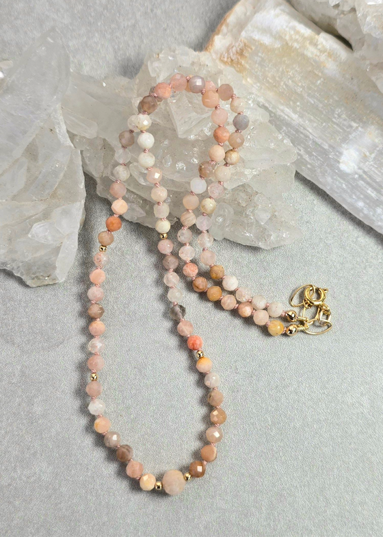 James + Jezebelle | Peach Moonstone Necklace