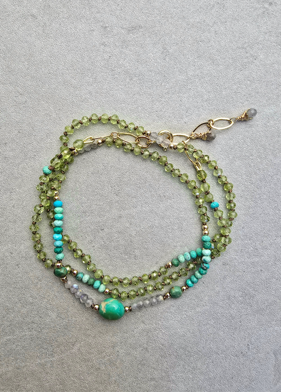 James + Jezebelle | Peridot  + Turquoise + Labradorite Wrap Bracelet