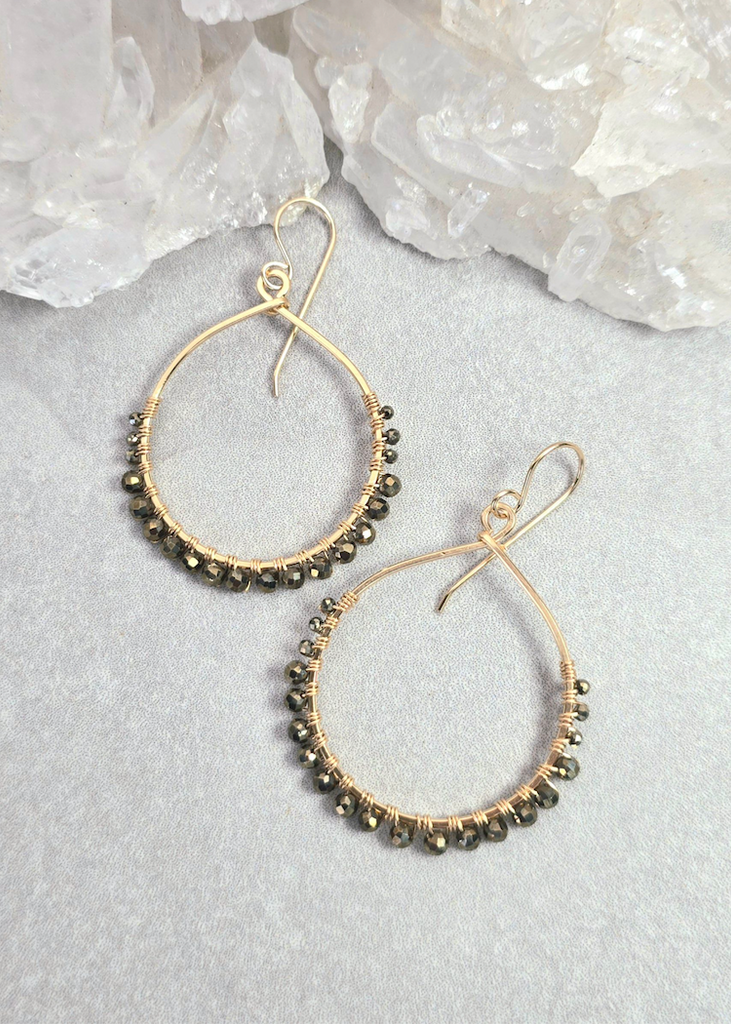 James + Jezebelle | Pyrite Half Wrapped Hoops