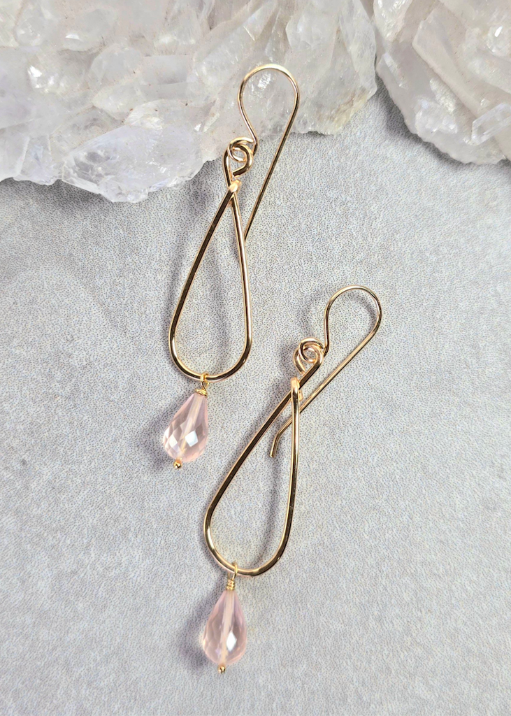 James + Jezebelle | Rose Quartz Single Drop Hoop