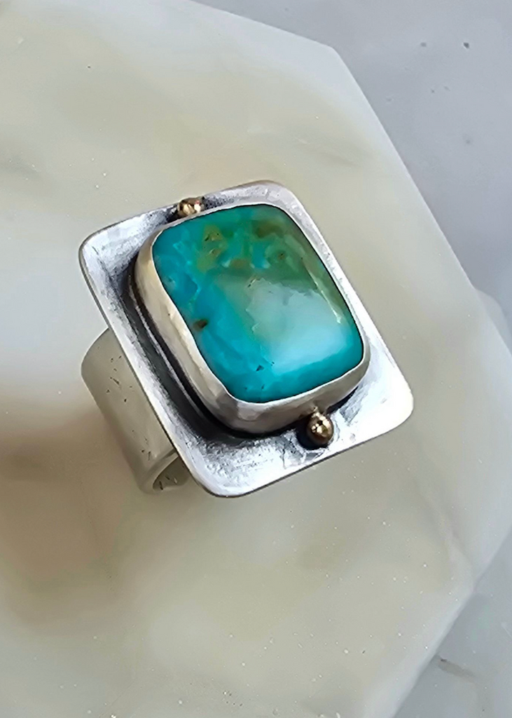 James & Jezebelle | Royston Turquoise Silver + 14kg Ring