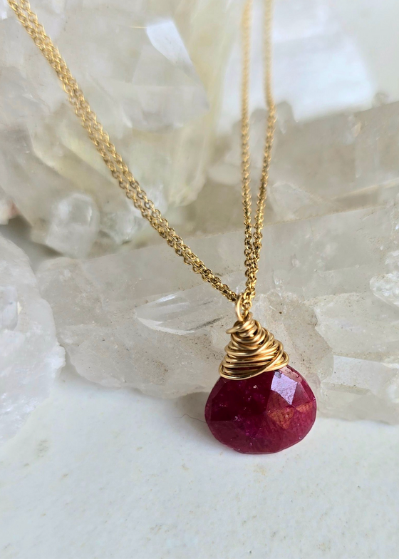 James + Jezebelle | Ruby Double Chain Single Stone Necklace