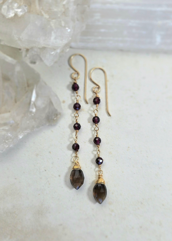 James + Jezebelle | Smoky Quartz + Garnet Drop