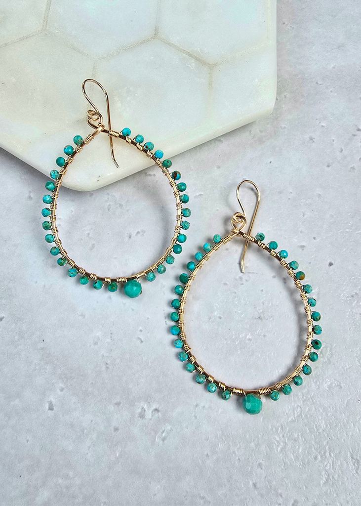 James & Jezebelle | Turquoise Wrapped Hoop Earring