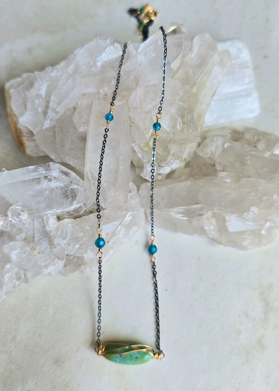 James + Jezebelle | Turquoise + Apatite Oxi Silver Necklace