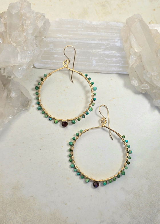James + Jezebelle | Turquoise + Garnet Hoop