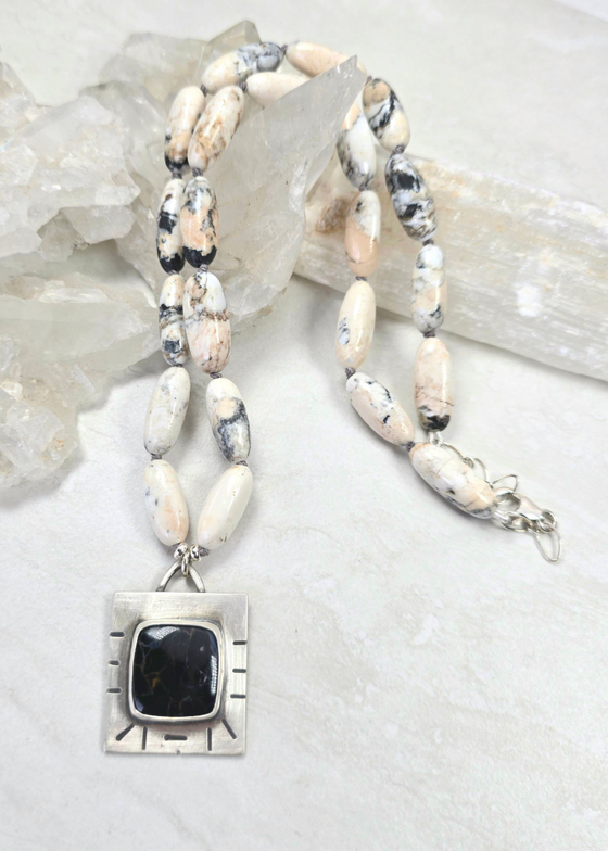 James + Jezebelle | White Buffalo Turquoise + Obsidian Necklace