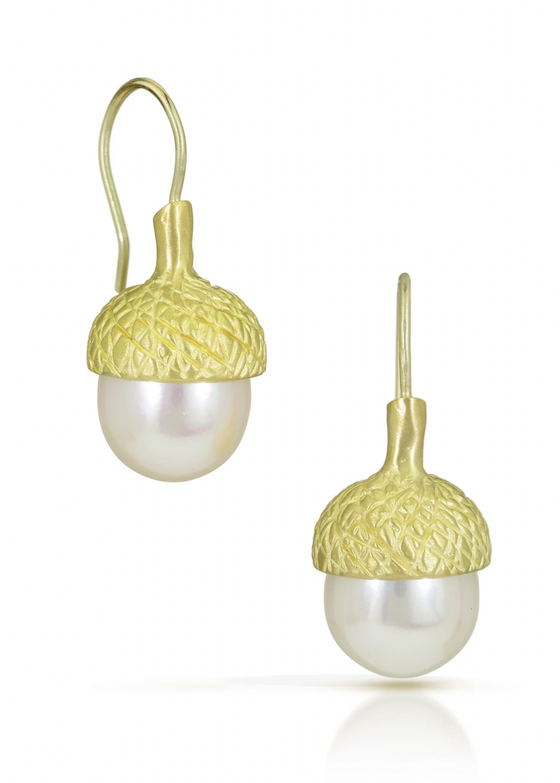 Judi Powers | Acorn Pearl Drop Earrings - 18k Gold