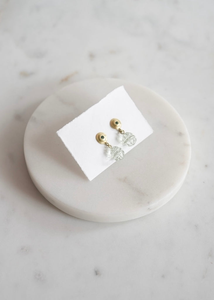 Judi Powers | Blue Tourmaline Carved Prasiolite Kapoor Earrings