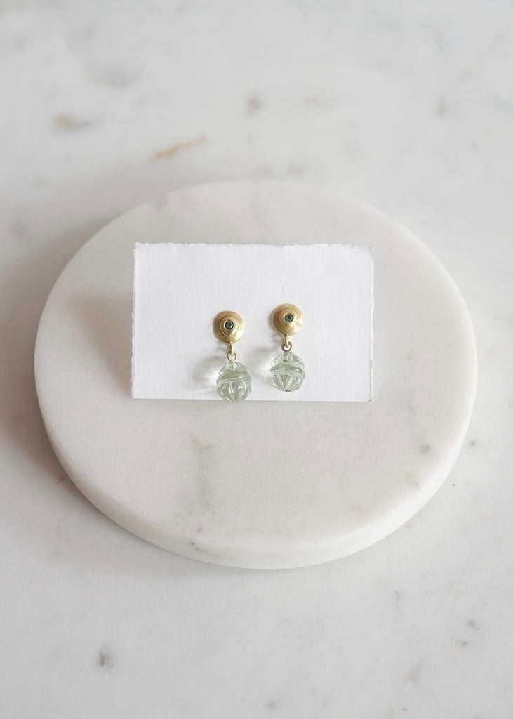 Judi Powers | Blue Tourmaline Carved Prasiolite Kapoor Earrings