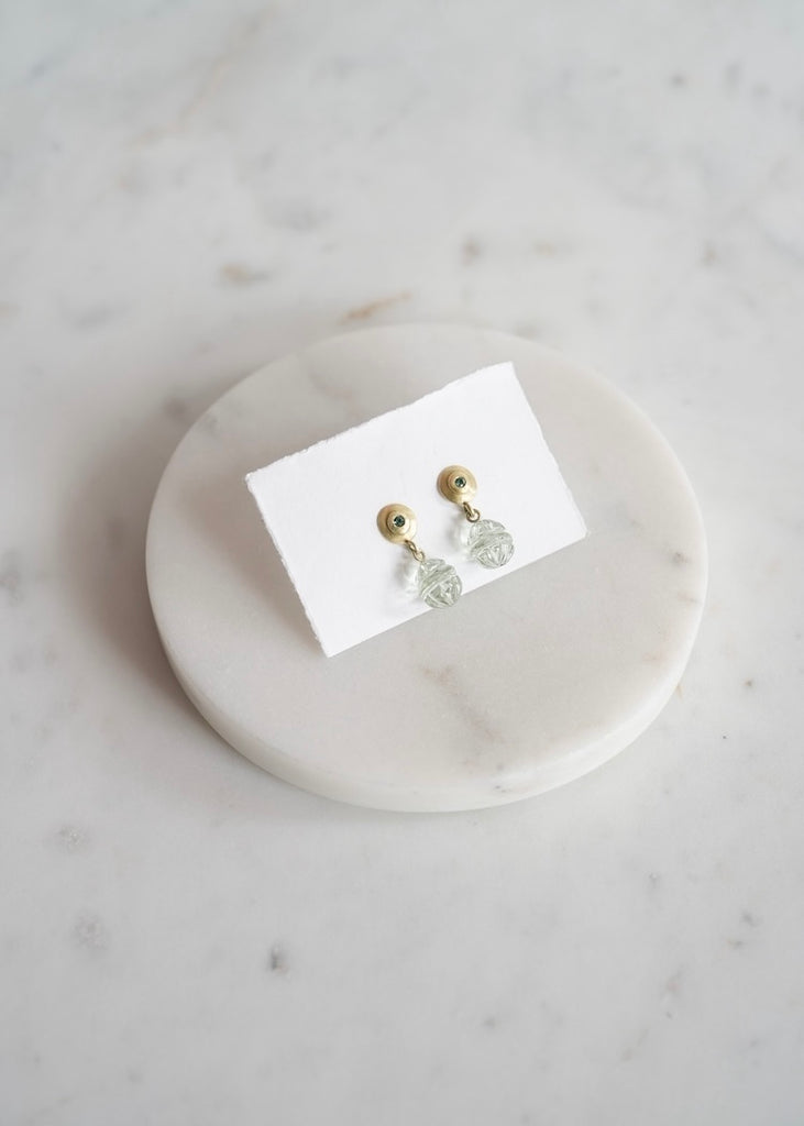 Judi Powers | Blue Tourmaline Carved Prasiolite Kapoor Earrings