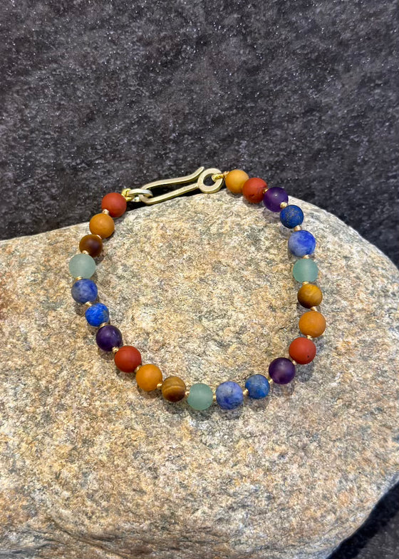 Judi Powers | Chakra Matte Round Beads on Silk Bracelet