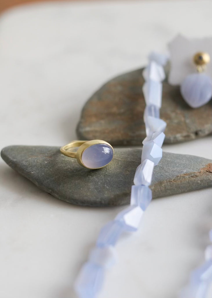 Judi Powers | Corazon Cabachon Ring with Blue Chalcedony