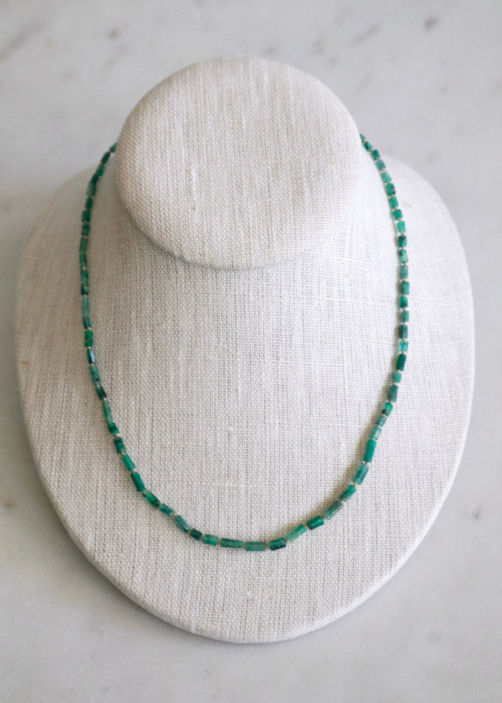 Judi Powers | Emerald Crystal Necklace on Gold Silk