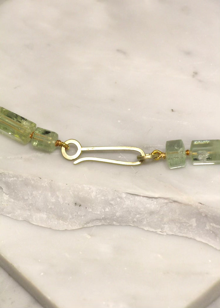 Judi Powers | Green Beryl Hexagon on Silk Necklace