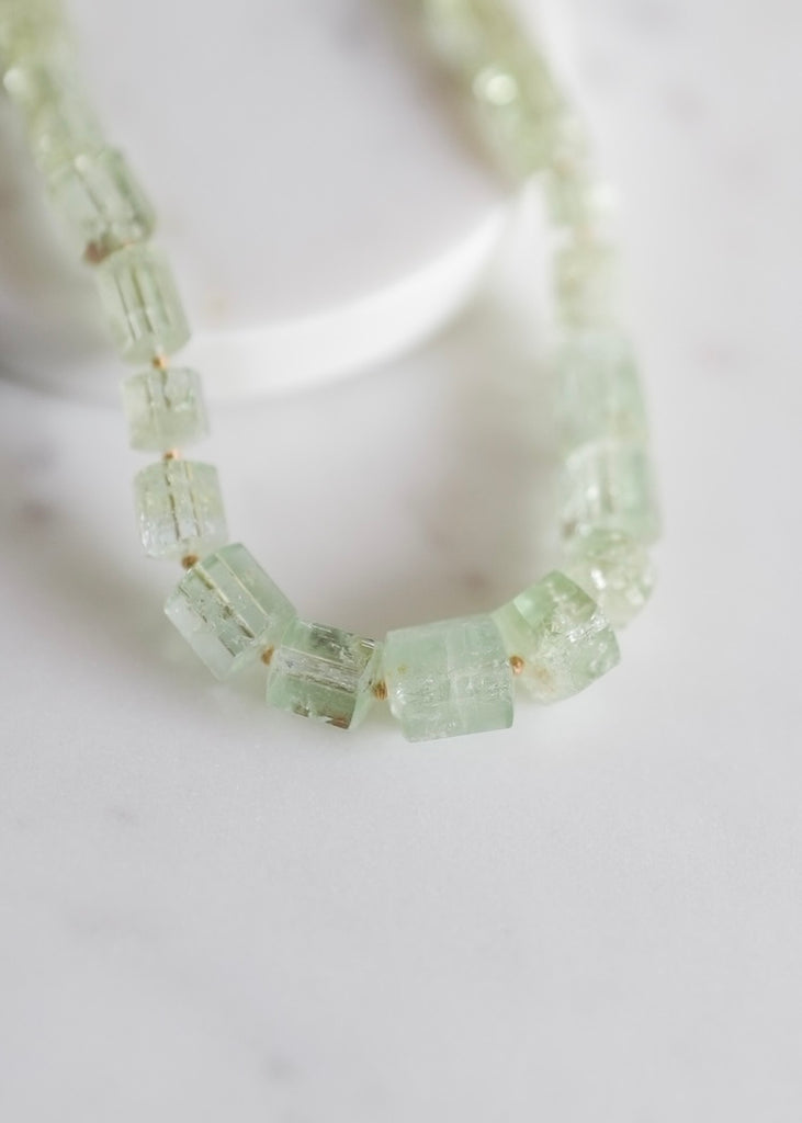 Judi Powers | Green Beryl Hexagon on Silk Necklace