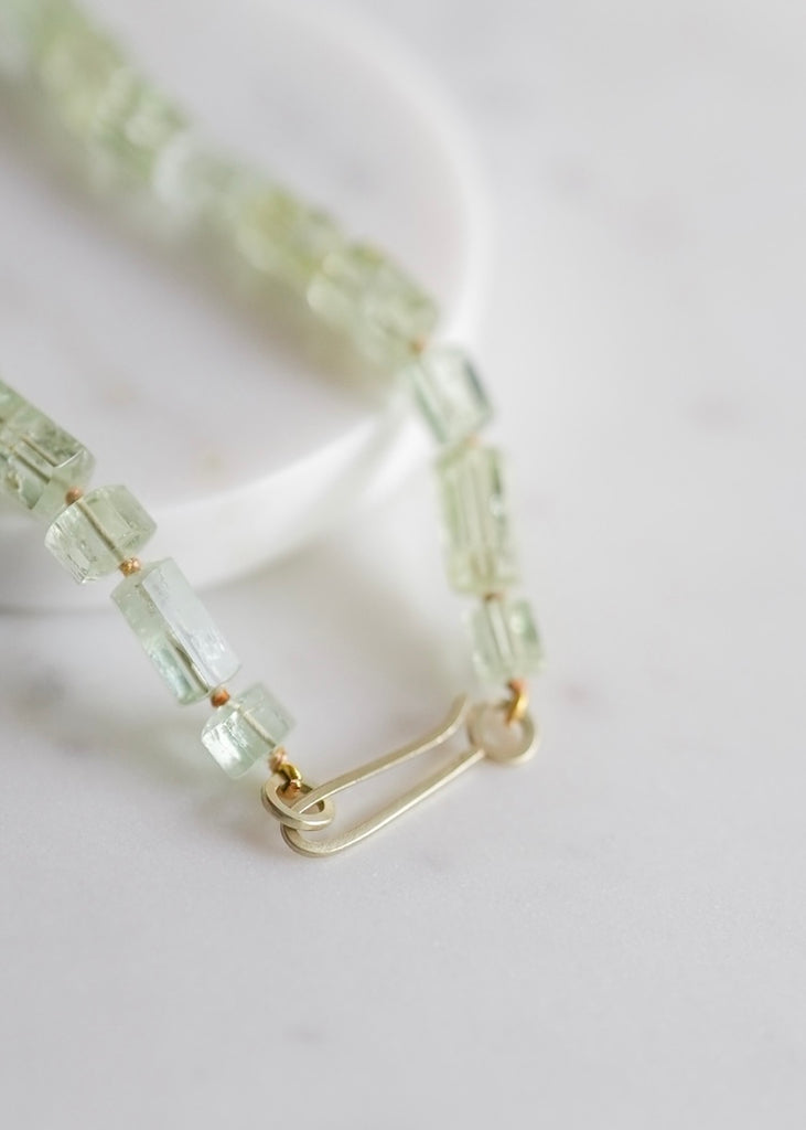 Judi Powers | Green Beryl Hexagon on Silk Necklace