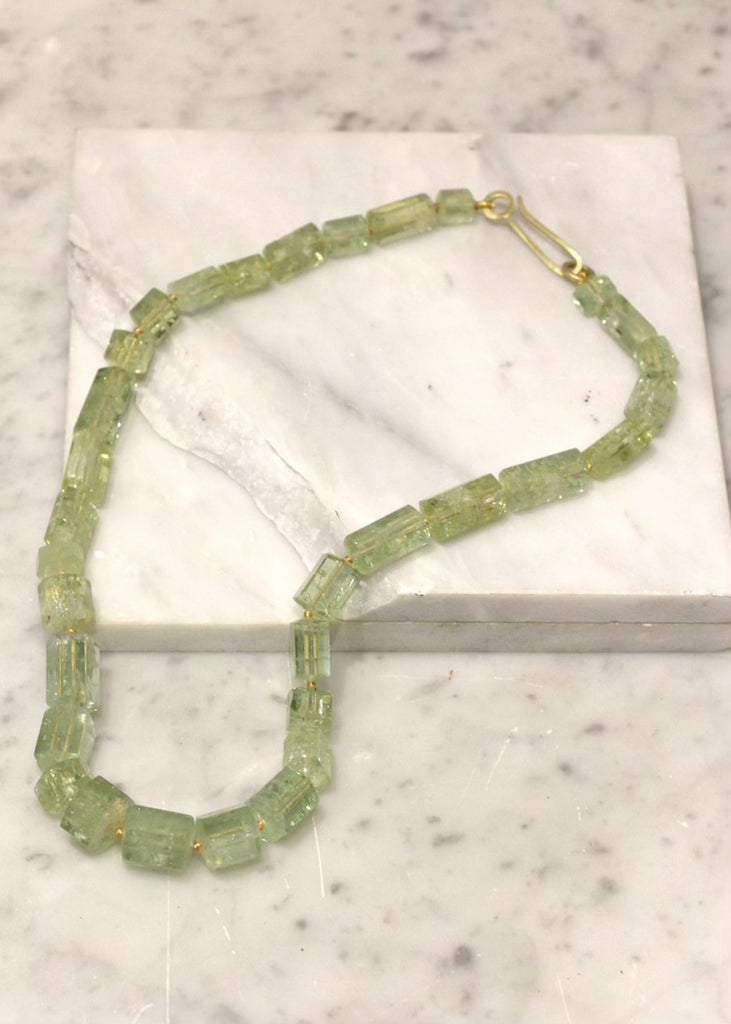 Judi Powers | Green Beryl Hexagon on Silk Necklace