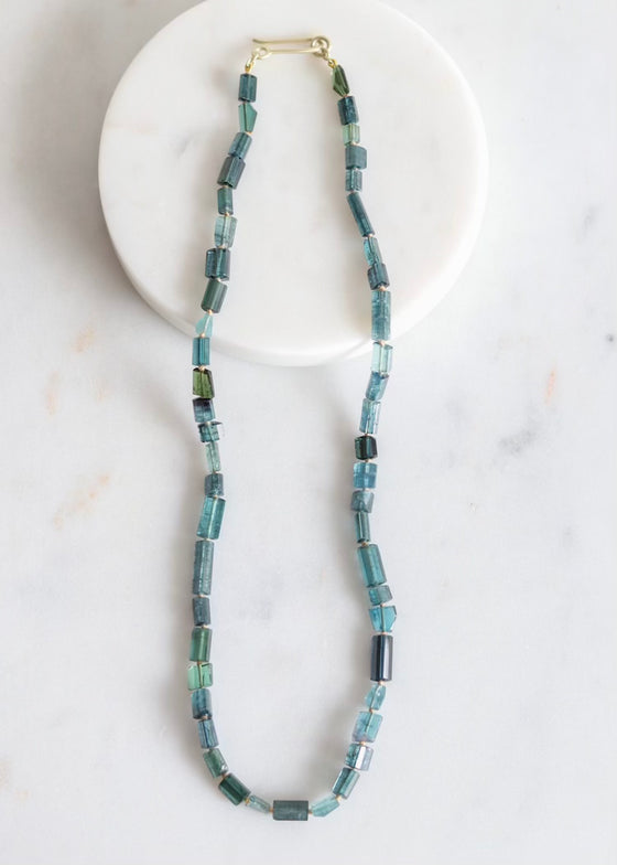Judi Powers | Indicolite Tourmaline Crystal + Faceted Stone Necklace