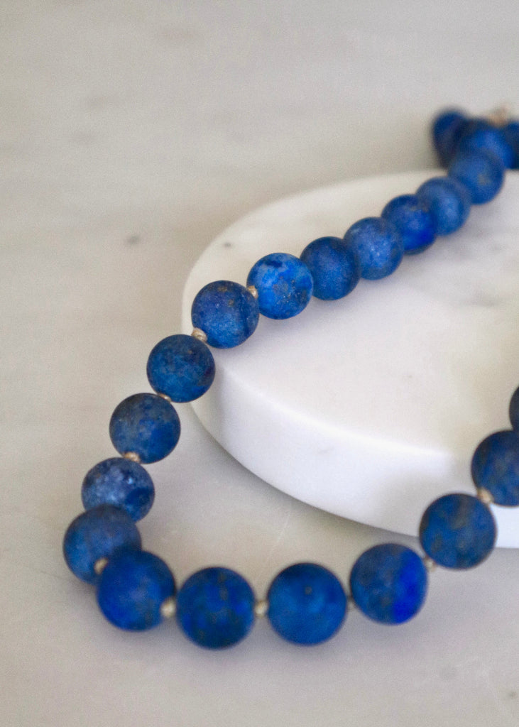 Judi Powers | Lapis Lazuili 8mm Matte Round Bead Necklace