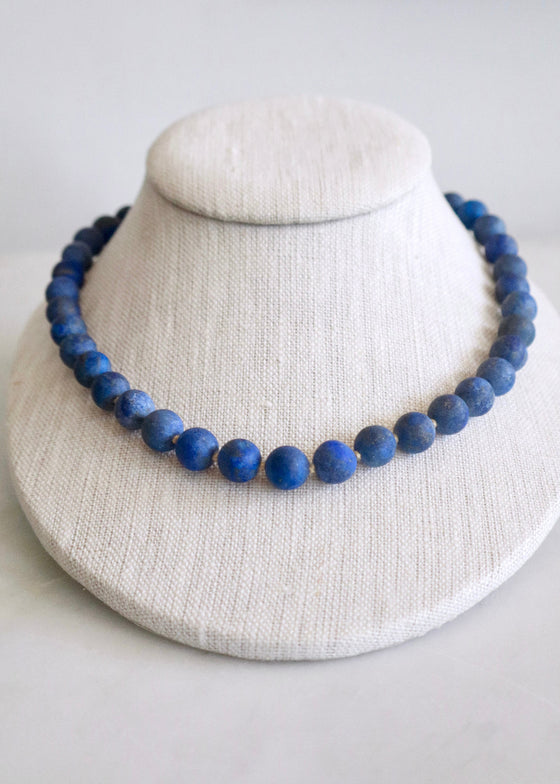 Judi Powers | Lapis Lazuili 8mm Matte Round Bead Necklace