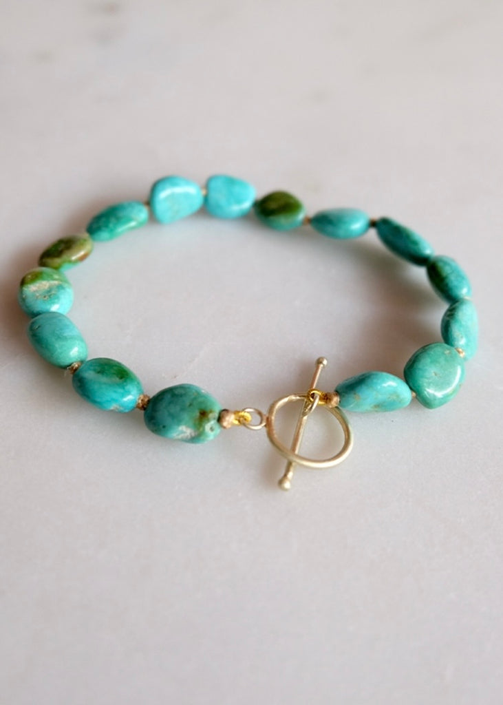 Judi Powers | Mountain Pebble Turquoise Bracelet with 14k Toggle