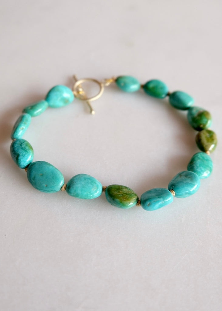 Judi Powers | Mountain Pebble Turquoise Bracelet with 14k Toggle