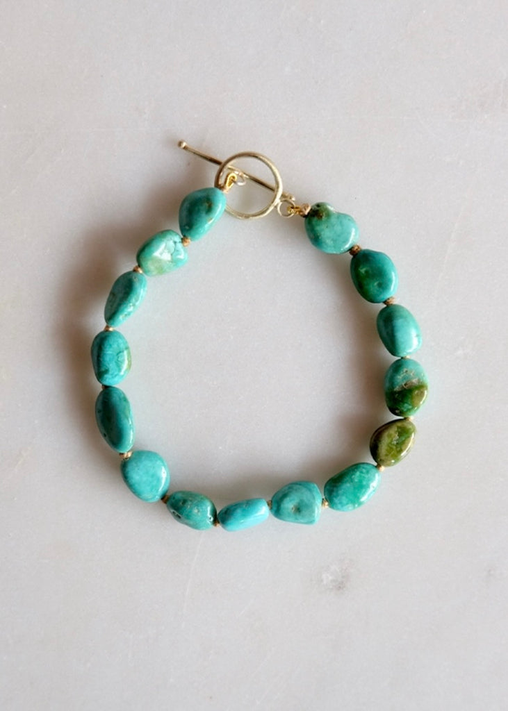 Judi Powers | Mountain Pebble Turquoise Bracelet with 14k Toggle