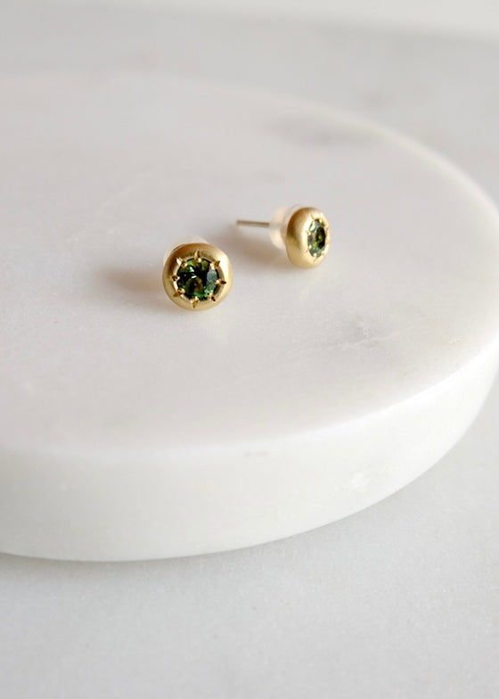 Judi Powers | Tiny Star Chrome Tourmaline Earrings with 18k Gold