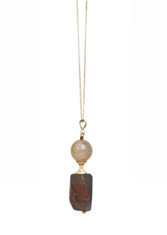 Julie Cohn | Natural Agate + Druzy Pendulum