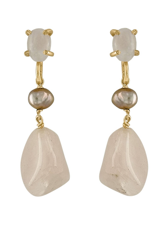 Julie Cohn | Rose Quartz Petal Bronze Earring