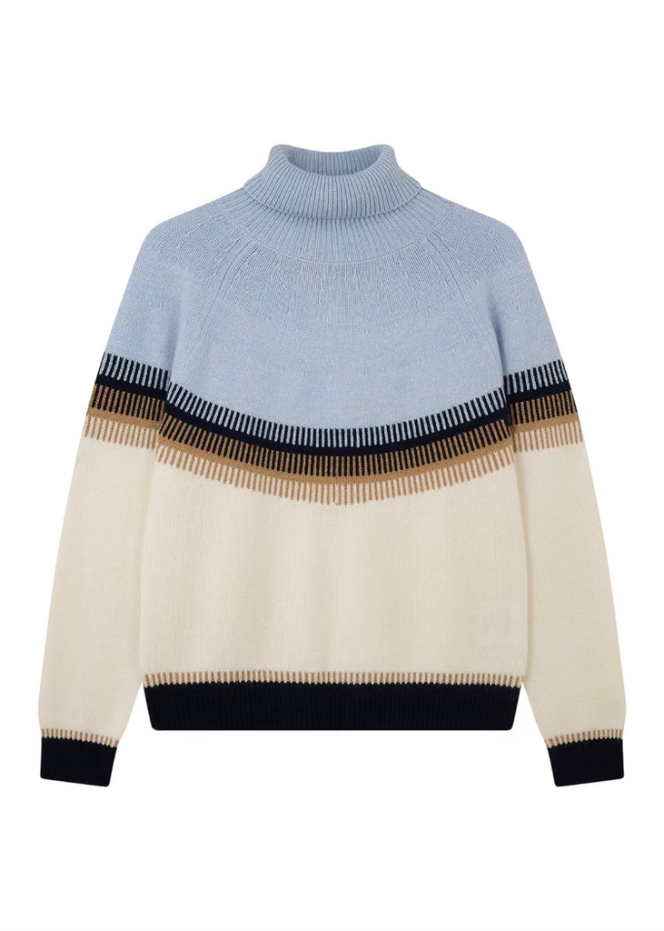 Jumper 1234 | Block Fairisle Tweed Roll Collar